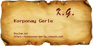 Korponay Gerle névjegykártya